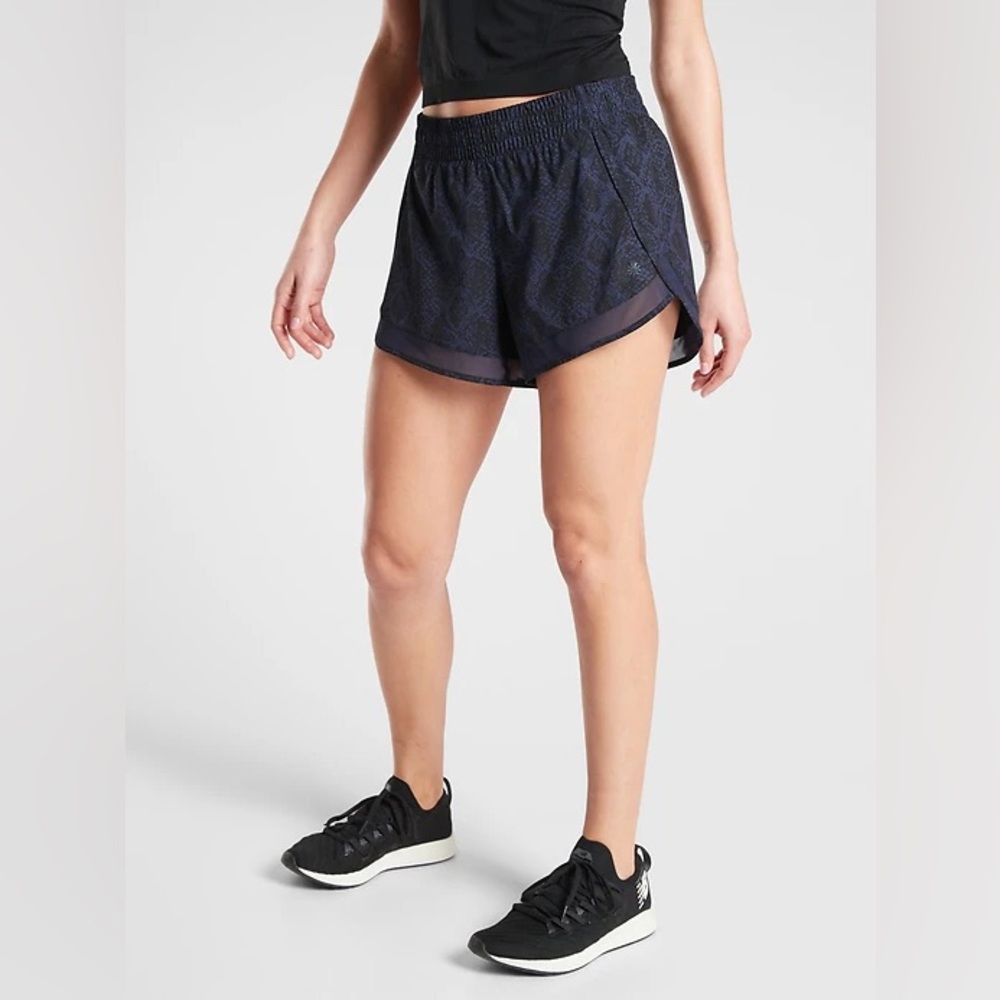Athleta Mesh Racer Run Shorts 4”